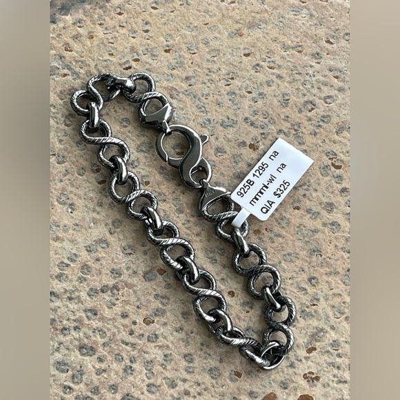 Black Ruthenium Infinity Sterling Silver 925 made in Italy 7.5” Bracelet